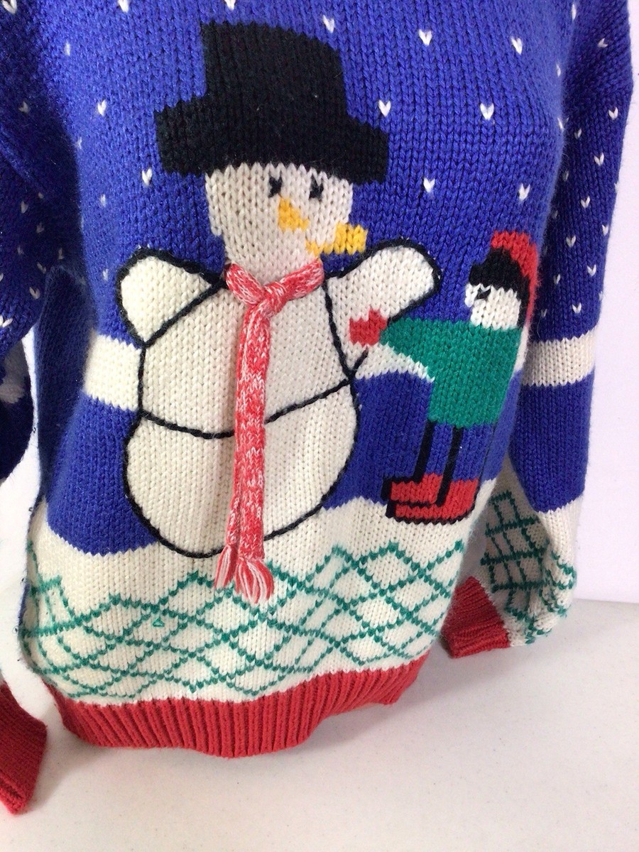 Amanda Smith Vintage Kawaii Sweater Snowman Womens Small View 6
