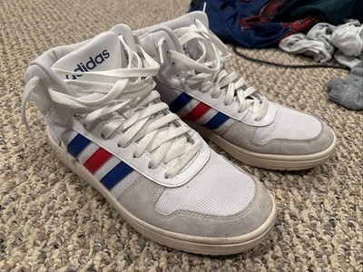 adidas HOOPS 2.0 Mid Men's Sneakers White/Royal Scarlet, Size 9.5