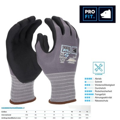 PRO FIT Nitrilschaum Feinstrickhandschuh   Arbeitshandschuh Schutzhandschuh