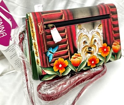 Anuschka Anna NWT Organizer Crossbody Wallet/Clutch-HAPPY PUP 1834-HPY