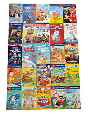 Lot of 25 BOYS READERS LEVEL 1 Books Disney Step into / Ready to Read / Reading