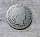 1916 D Barber SILVER Quarter  #JS16