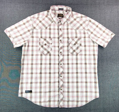 7 Diamonds Western Shirt Pearl Snap Short Sleeve Plaid Cowboy Casual Men XXL VGC