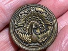 Vintage Metal Picture Button PEACOCK Bird, 1 1/8” — photo 1