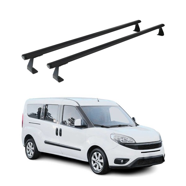 DachträGer GrundtäGer FüR Fiat Doblo 2010-2022 75Kg Aluminium Schwarz 2 Tlg-image