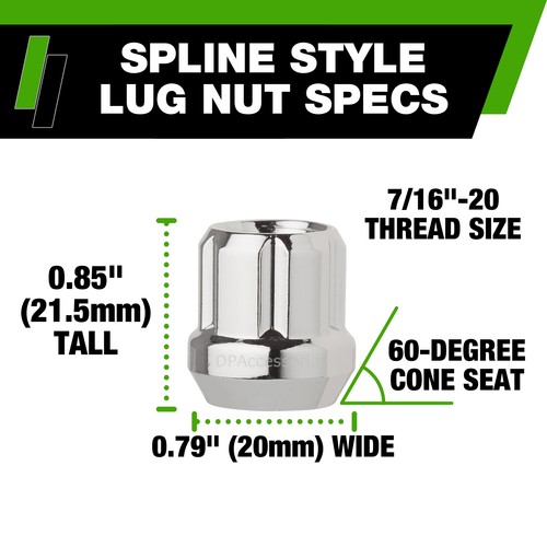 Chrome 7/16-20 Lug Nuts For Aftermarket Wheels - Open End Spline - Case of 400 - Picture 3 of 6