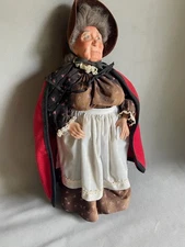Grandma doll with red cape (Dickens character). Cloth body. 20 inches tall