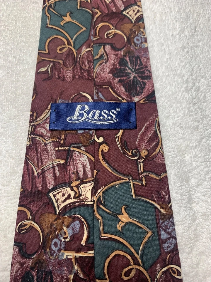 BAJO HOMBRE CORBATA BORGOÑA VERDE MARRÓN ORO 4 X 58 Foto 4 de 4