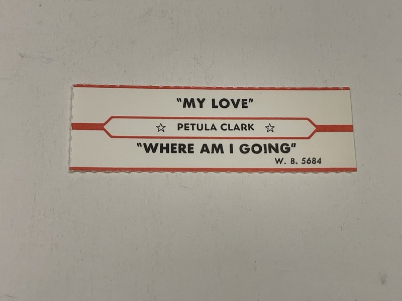 Jukebox Title Strip Petula Clark My Love Where Am I Going
