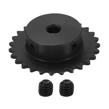 25 Chain Roller Sprocket 8mm Bore 27 Tooth with Set Screws Black