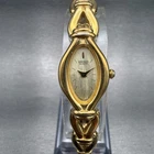 Seiko Watch Women 15mm MOP Dial Gold Tone Oval 1F20-6A69 Vintage New Battery