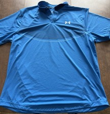 Under Armour Men's Blue HeatGear Iso-Chill Polo Shirt XL Collared Logo Button