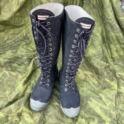 Hunter Watling Lace Up Rain Boots Women’s Size 8 - Picture 1 of 5