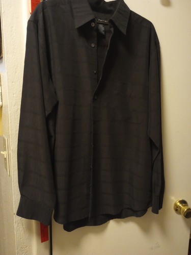 j.ferrar dress shirt Black On Black Design Logo On Buttons Long Sleeve - Picture 13 of 14