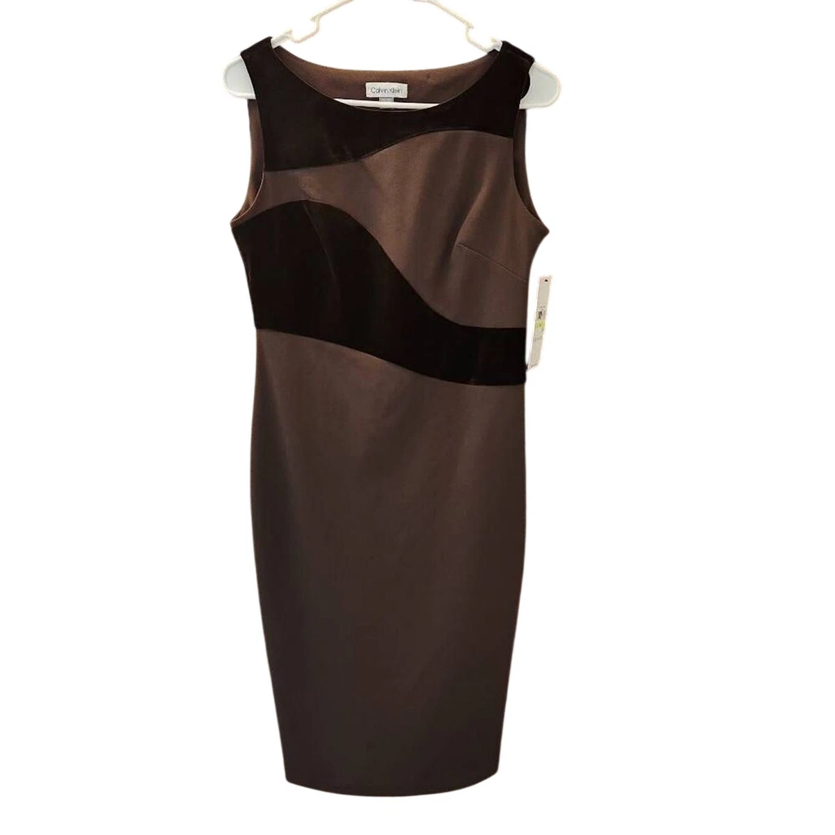 calvin klein brown velvet dress Calvin Klein Womens Size 14 Velvet Floral Burnout Faux Wrap Midi Dress in Maroon