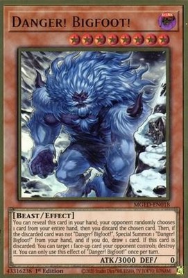 YUGIOH: 1X Danger! Bigfoot! (Alternate Art) MGED-EN018 Premium Gold Rare NM
