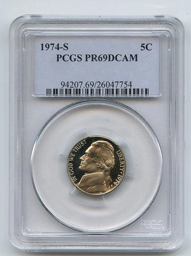 1974-S Jefferson Nickel Proof — photo from the most recent tracked eBay sale