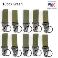 10pcs Green Molle Tactical Carabiner Backpack Belt Hook Quickdraw EDC Nylon Clip