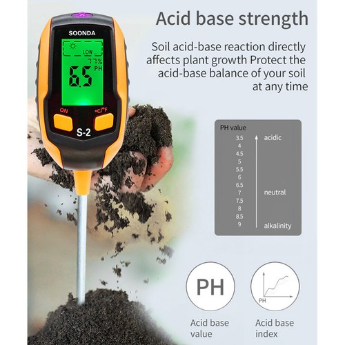 5 in 1 Soil PH Tester Garden Plant Lawns 300C Sunlight Light Moisture Test Meter - Picture 2 of 26