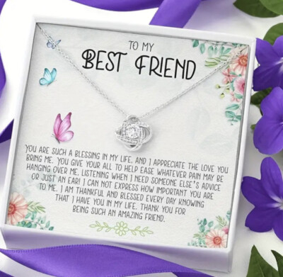 Best Friend Necklace Card Gift Box Friendship Gift For Her