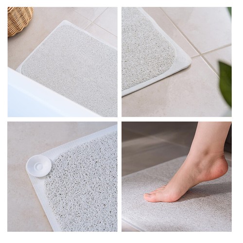 2PCS Anti Slip Loofah Shower Rug Non Slip Bathroom Bath Mat Carpet Water Drains - Picture 4 of 23