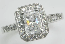 1 ct Radiant Cut Halo Ring Vintage Top Russian Quality CZ Extra Brilliant 10