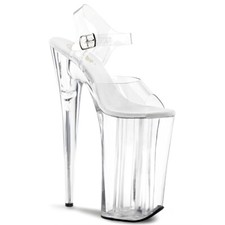 PLEASER BEYOND-008 Women's Clear 10" Heel Platform Ankle Sandal Shoes