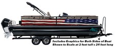 Wavy Fabric US American Flag Graphic Wrap Decal Vinyl Bass Fishing Pontoon Boat