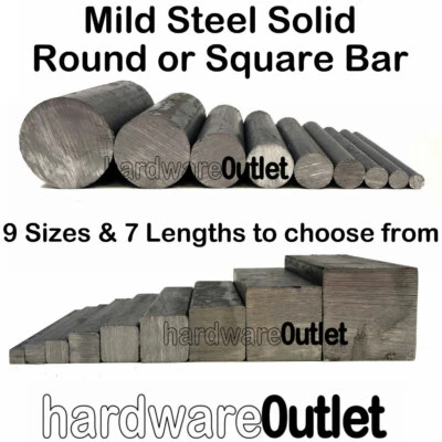 SGS METALS MILD STEEL Solid SQUARE or ROUND BAR Bespoke cutting service available UK Trade
