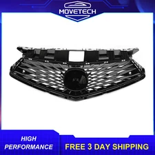 Front Bumper Upper Grille Glossy Black Compatible with 2023 2024 Acura Integra
