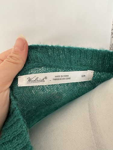 Woolrich Mohair Blend Teal Owl Print Jumper Pullover Size Small Petite - Picture 5 of 7