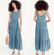 NEW J.Crew Broken-in Jersey Tiered Maxi Dress Small Alhambra Green