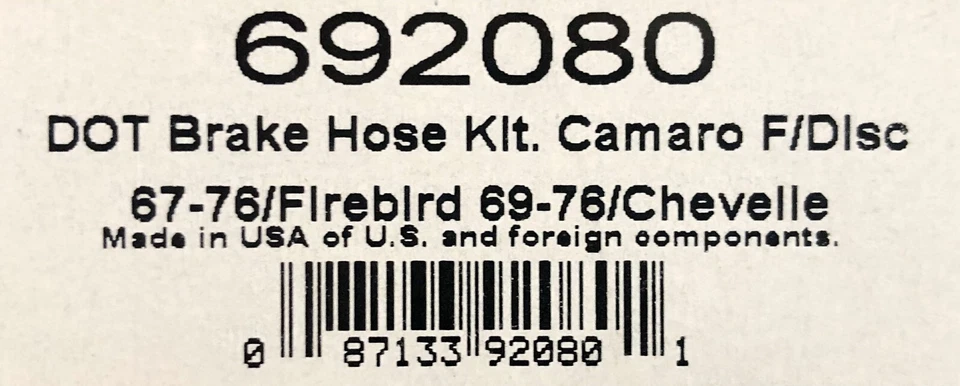 Kit de manguera de freno de acero inoxidable Russell 692080 Firebird Camaro Chevelle GTO Nova Foto 2 de 3