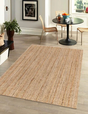 Teppich Beige Jute 100% Natürlich Landhaus Handmade Rustikal Läufer Geflochten - Bild 1 von 4