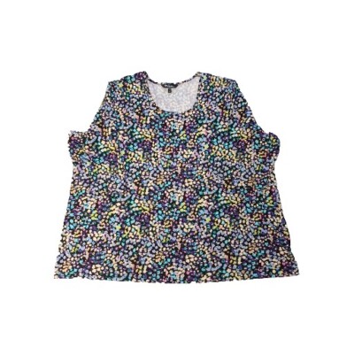 Ulla Popken Women 24/26 Floral Top Purple Abstract Short Sleeve Stretch Knit