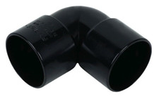 Floplast WS12BL 50mm (55mm) ABS Solvent Weld Waste - 90° Bend - Black