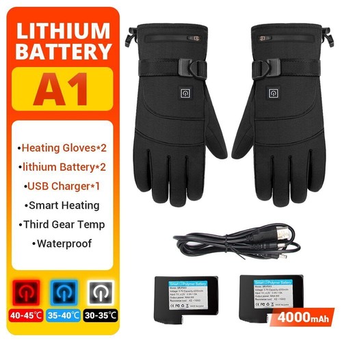 Rechargeable Electric USB Heated Gloves Touch Screen Men Motorcycle Warm Gloves - Picture 9 of 18