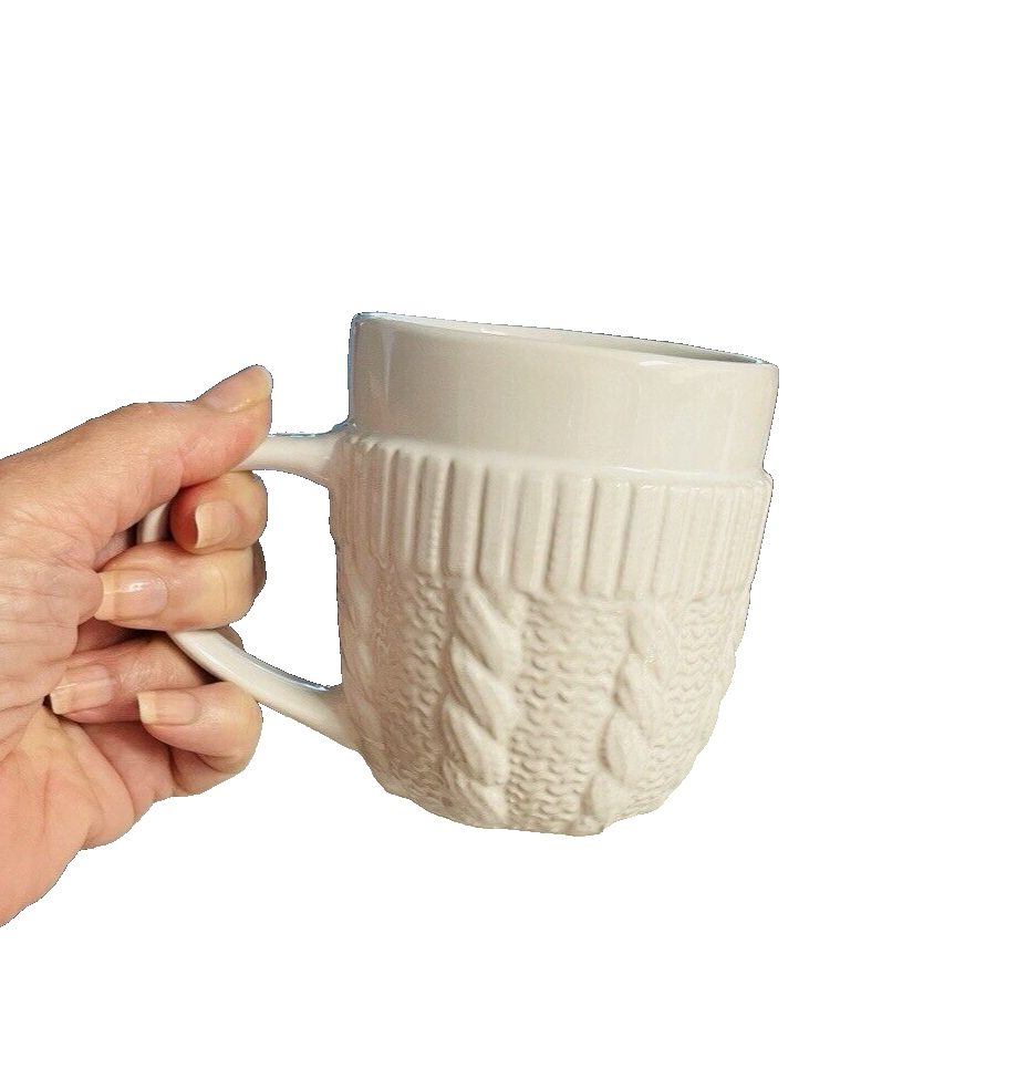 Sweater Wrap Caribou Coffee Mug Ceramic Hot Chocolate Tea Cup Cottage Core White-image