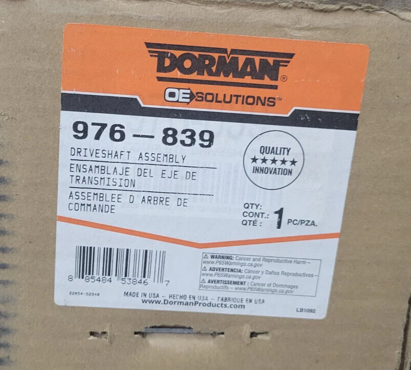Conjunto de eje de transmisión Dorman 976-839 para Dodge Dakota SC 1989-1991 Foto 2 de 2