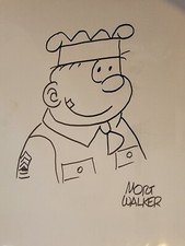 Mort Walker Sketch Beetle Bailey Great Drawing On Backing Board