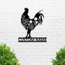 Chicken Metal Sign Custom,Hen Coop Personalized Family Name Sign Wall Art Decor