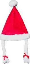 Red and White Christmas Party Accessory for Women, Santa Hat with Braids Prop