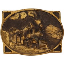 Brass Train Steam Locomotive 999 Railroad Railway Rr 1970s Vintage Belt Buckle