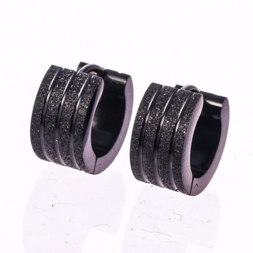 New Man Stainless Steel Frosted matte finish Hoop Earrings Piercings Gift him - Picture 10 of 13