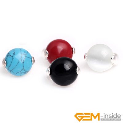 Natural Agate Gemstone Charms Rings Tibetan Silver Fashion Jewelry Women's  Gift