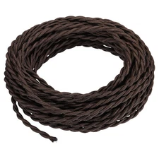50Ft Twisted Cloth Covered Wire 18AWG 2-Conductor Vintage Lamp Cable Dark Brown