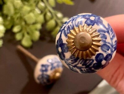 blue and white dresser knobs EE-110 S Anchor Knob