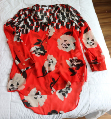 Calvin Klein Sheer Print Blouse/Top size XL/14