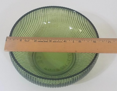 Vintage EO BRODY Co ciotola di vetro a coste verde Cleveland OH. Piatto caramelle made in USA - Foto 4 di 10