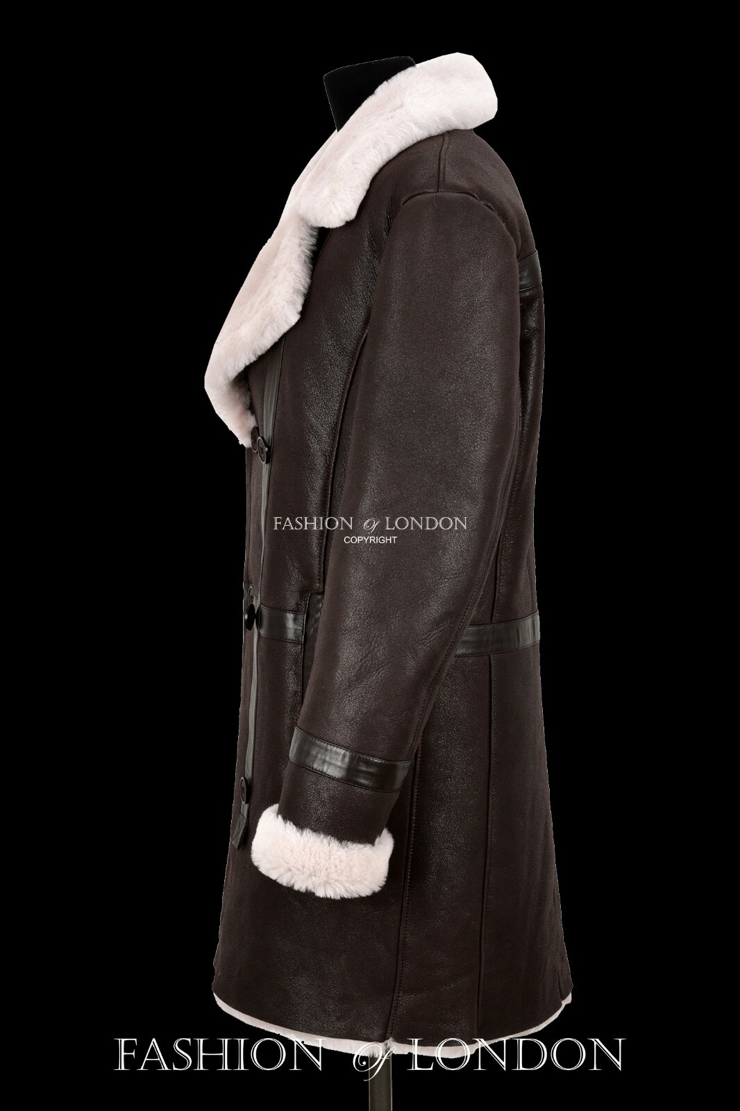ALTRA Cappotto di pelliccia uomo pelle di pecora doppio petto marrone inverno lungo shearling cappotto di pea
